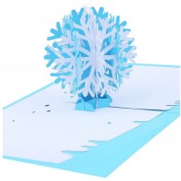 Handmade 3D Pop Up Christmas Card Blue White Snowflakes Greeting Card, Blank Card, Natural Pure Snow, Table Ornament,home Decoration,cottage
